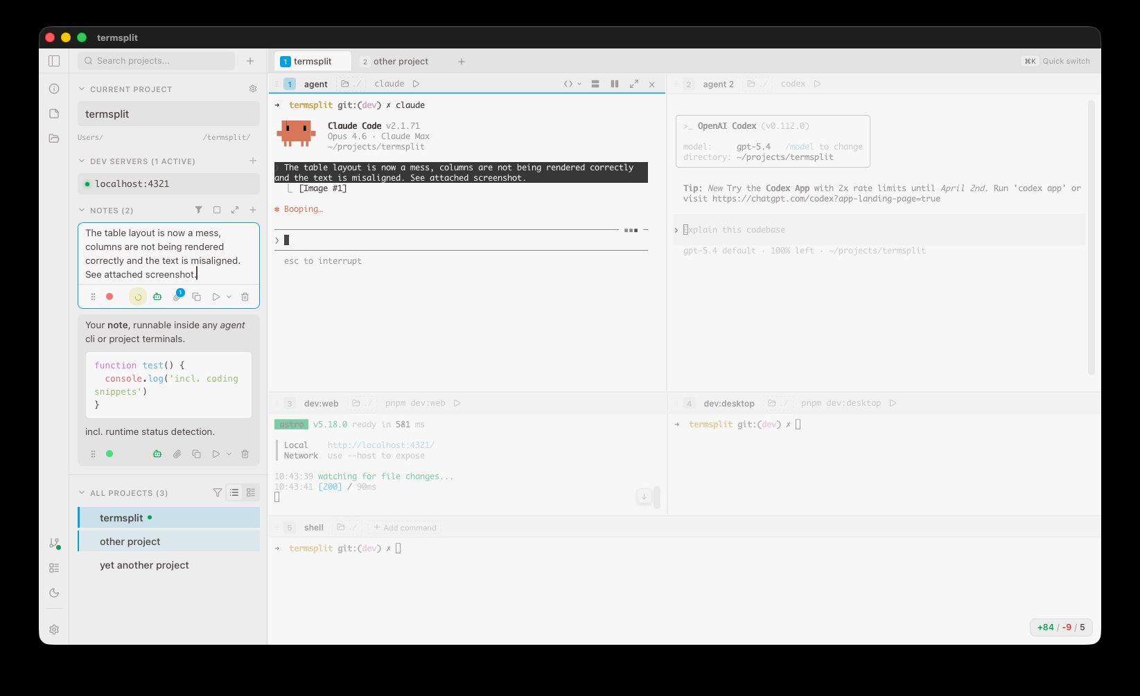 TermSplit app in light theme